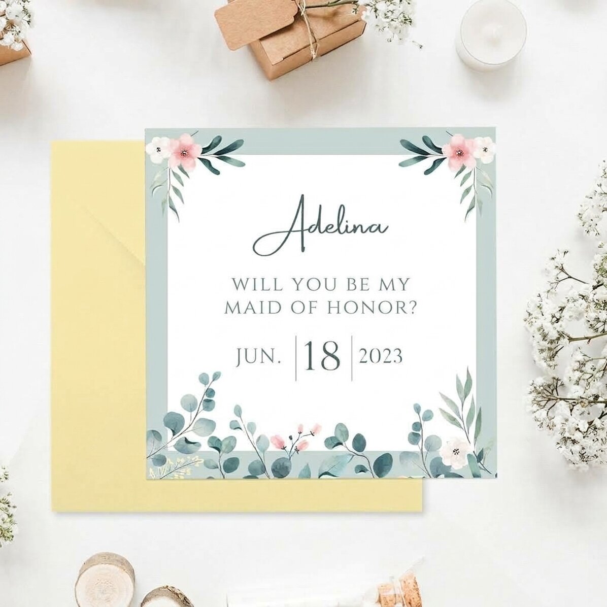 Personalised square card with text - Invitation