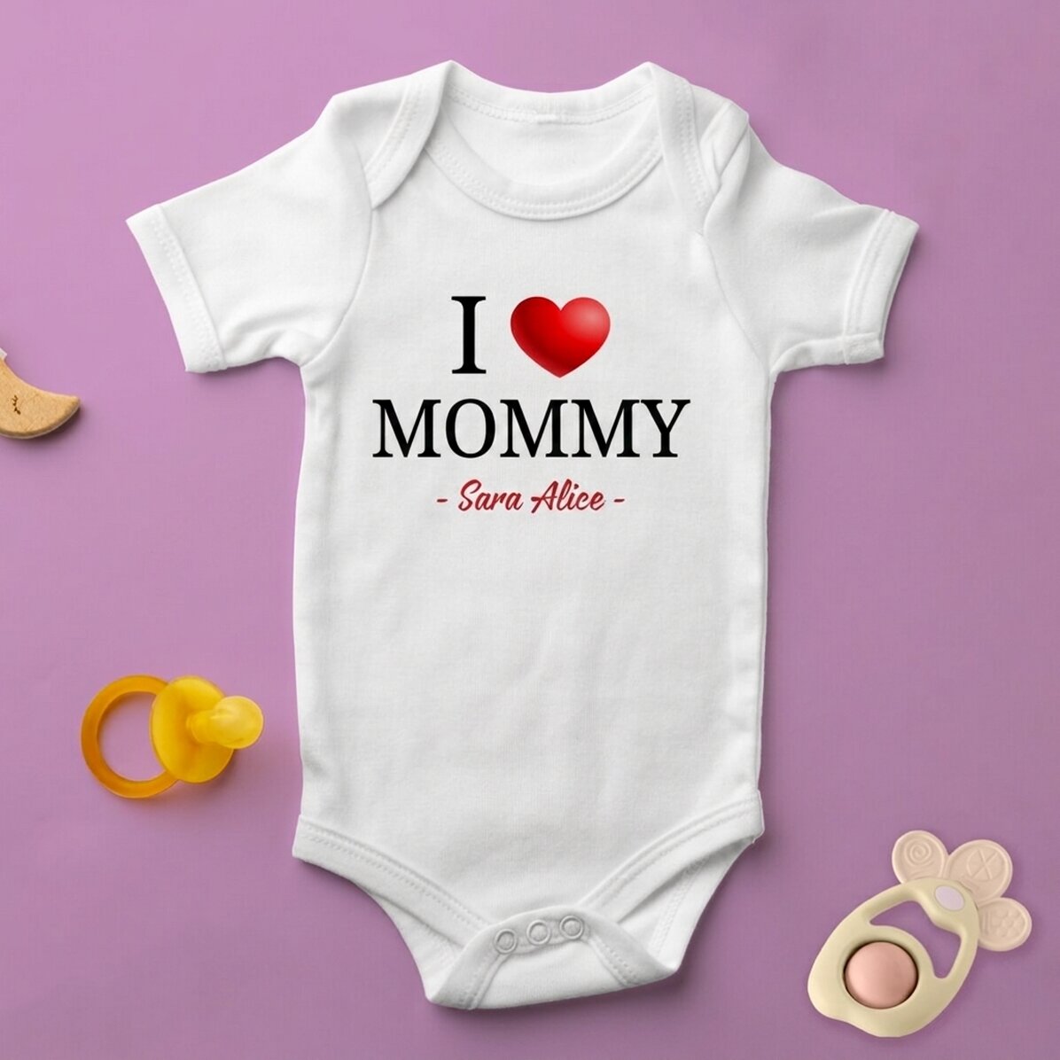 Personalised baby bodysuit with message - I love