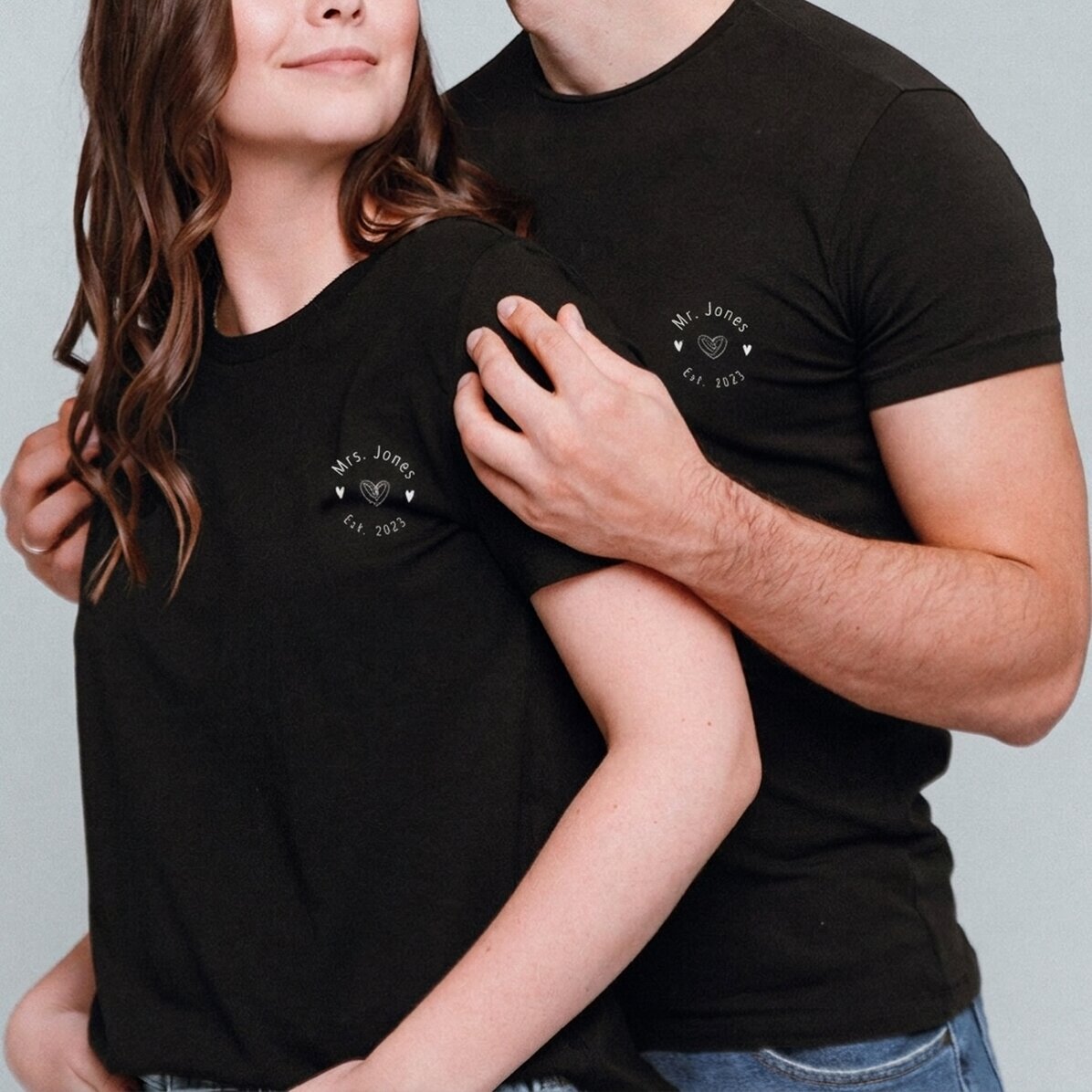 Custom cotton T-shirt with text - Wedding rings