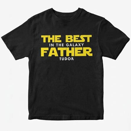 Custom cotton T-shirt with text - Best father of the galaxy