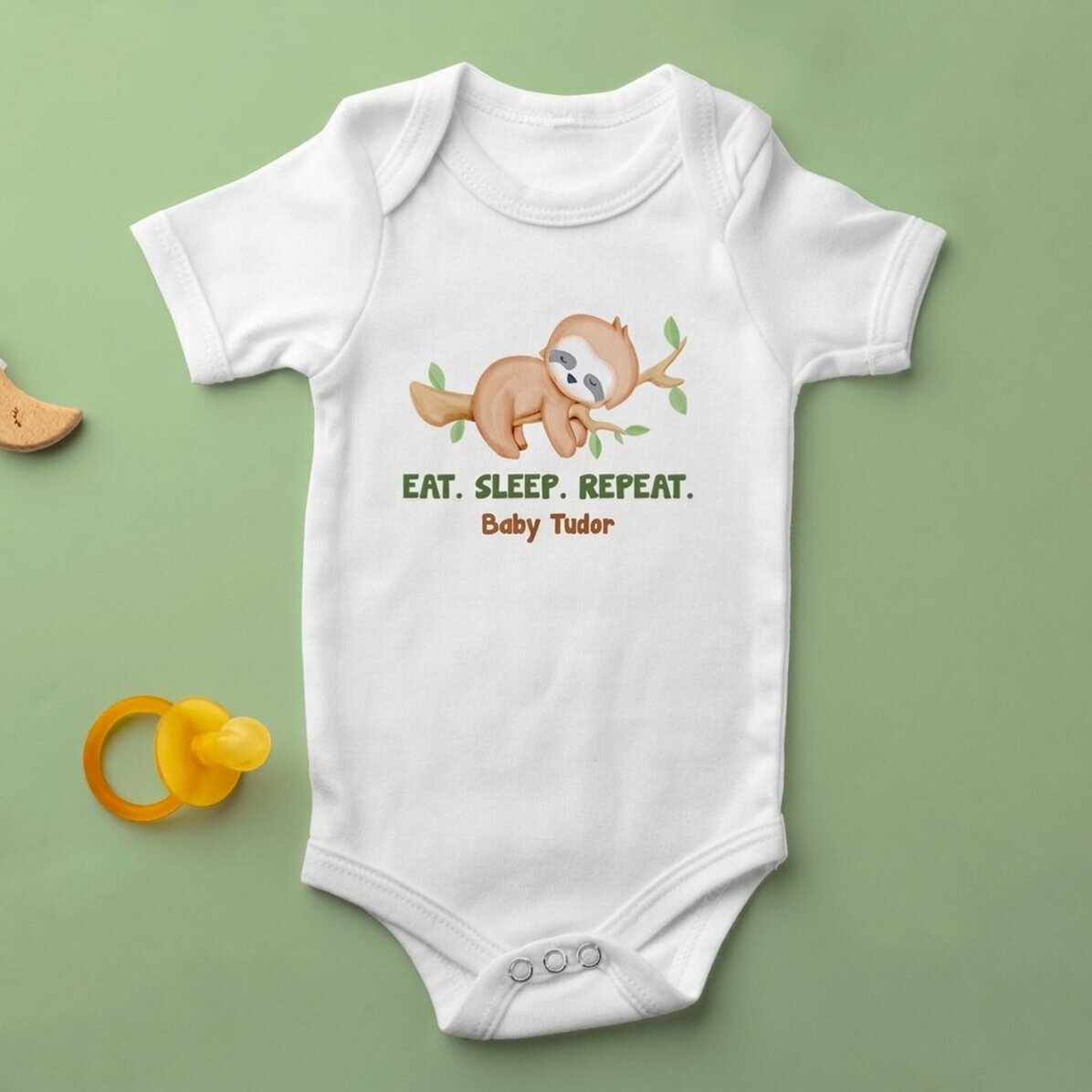 Personalised baby bodysuit with message - Eat. Sleep. Repeat