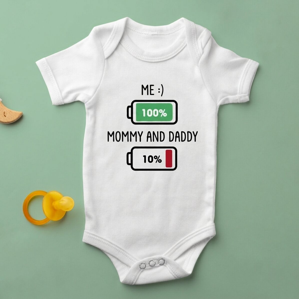 Personalised baby bodysuit with message - Battery