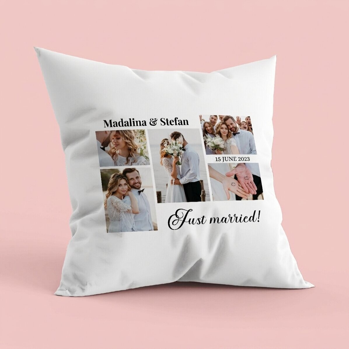 Personalised cushion with 5 photos and text - Memories