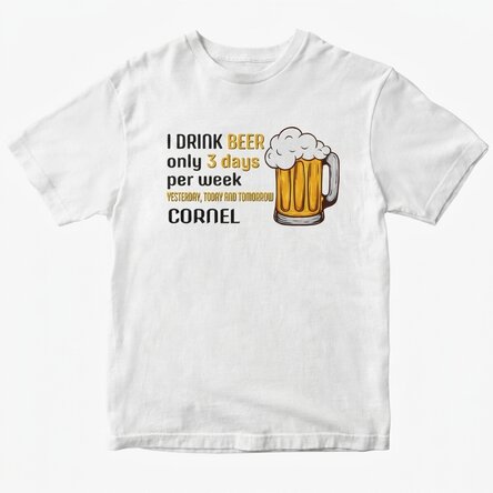 Custom cotton T-shirt with text - 3 days of beer