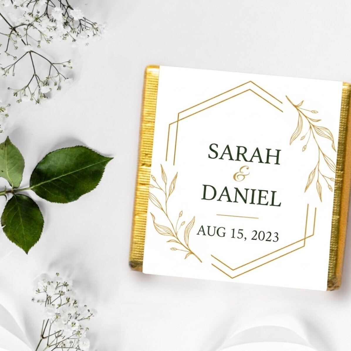 Personalised mini chocolate favour with message - Gold