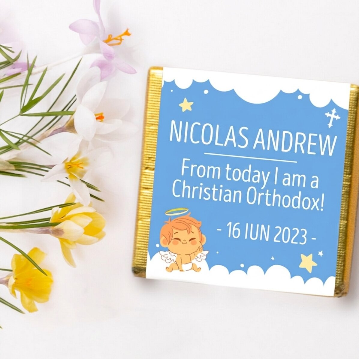 Personalised mini chocolate with message - from today I am a Christian