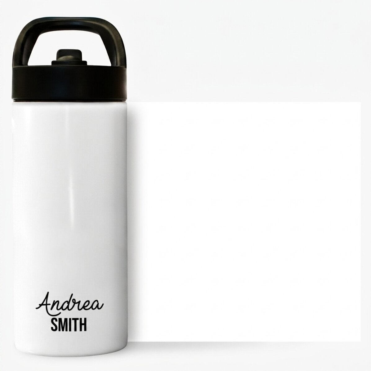 Thermos with handle and straw, personalised with 2 lines of text