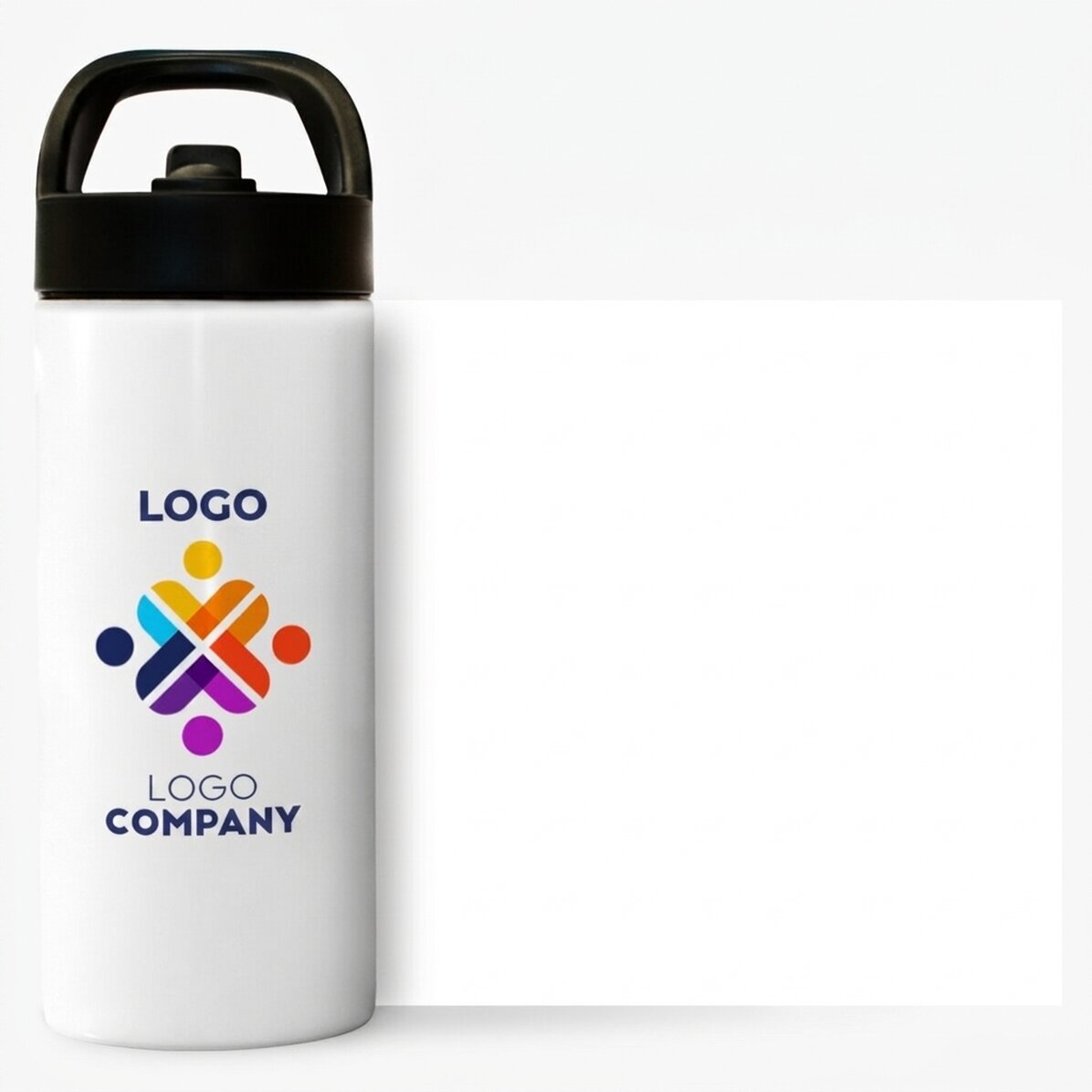 Thermos with handle and straw personalised with logo