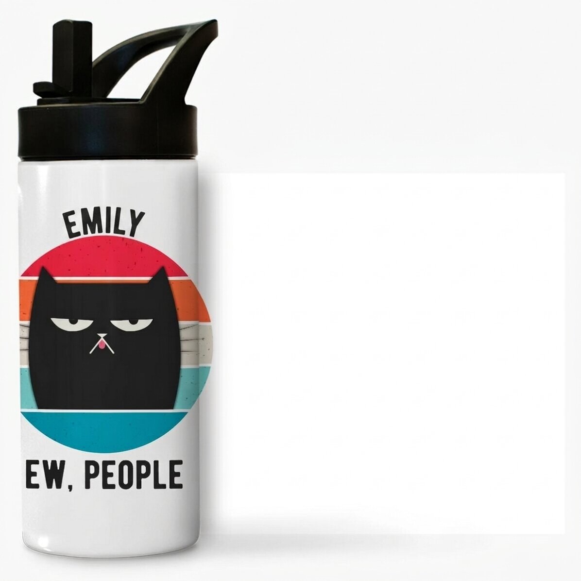 Thermos with handle and straw personalised with name - Ew, people