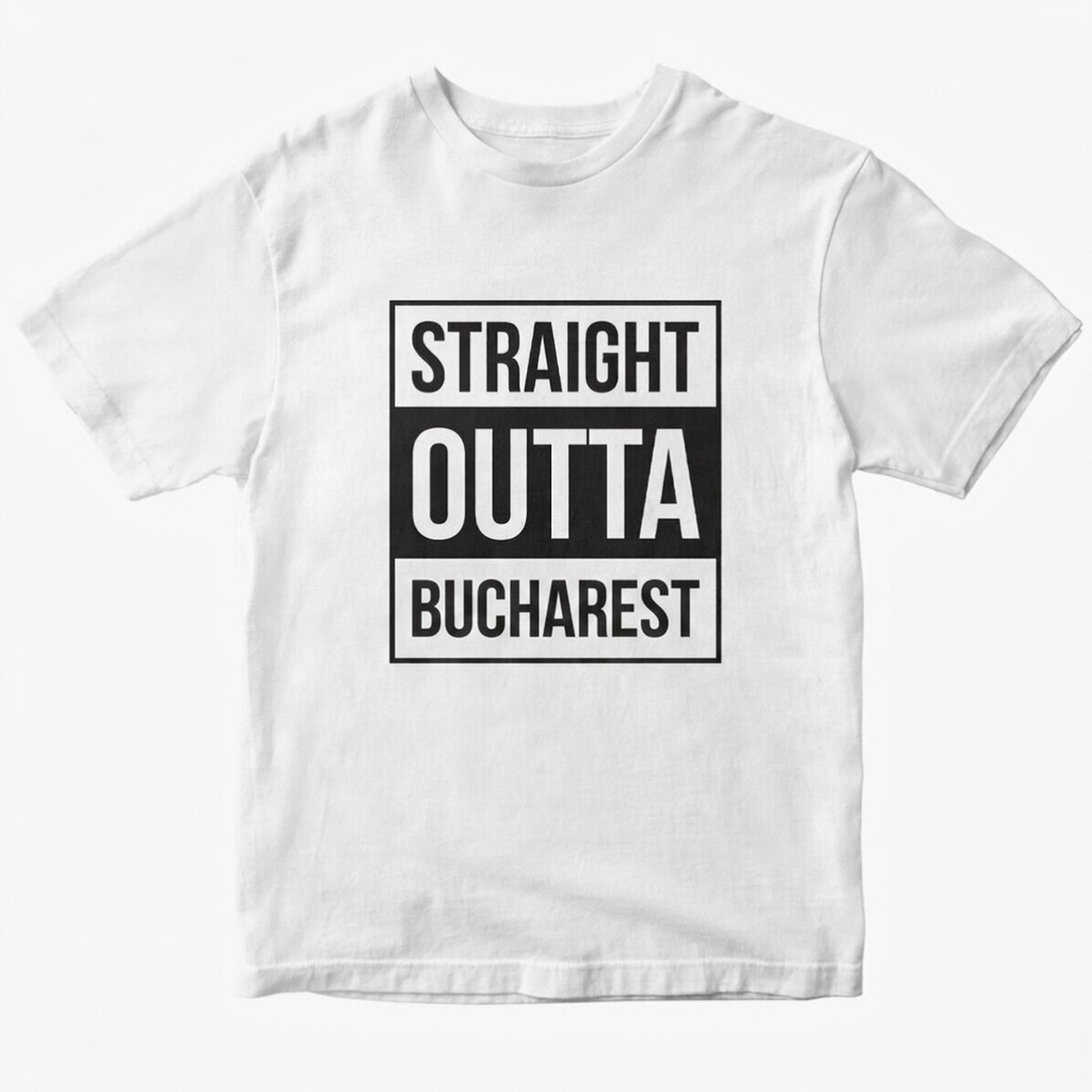Custom cotton T-shirt with text - Straight outta