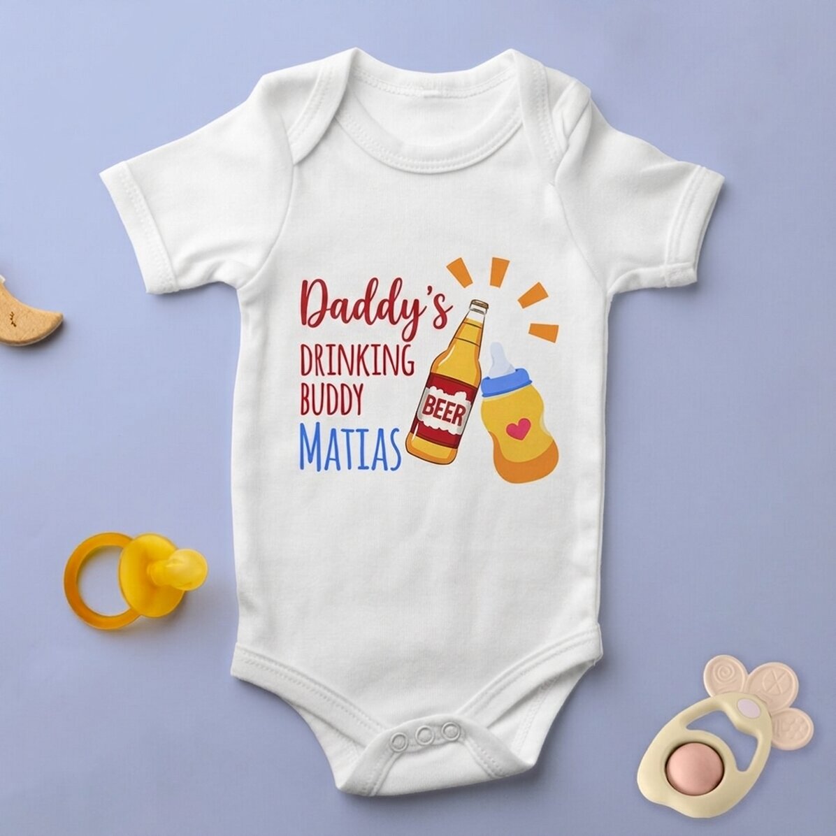 Personalised baby bodysuit with message - Drinking buddy