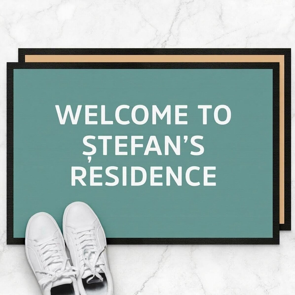 Personalised entrance mat with text - Welcome to my residence