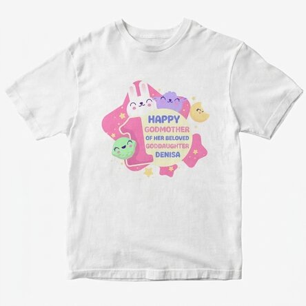 Personalised cotton T-shirt with text (girls' model) - 1st birthday