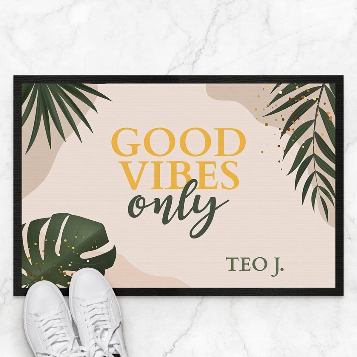 Personalised entrance mat with text - Good vibes