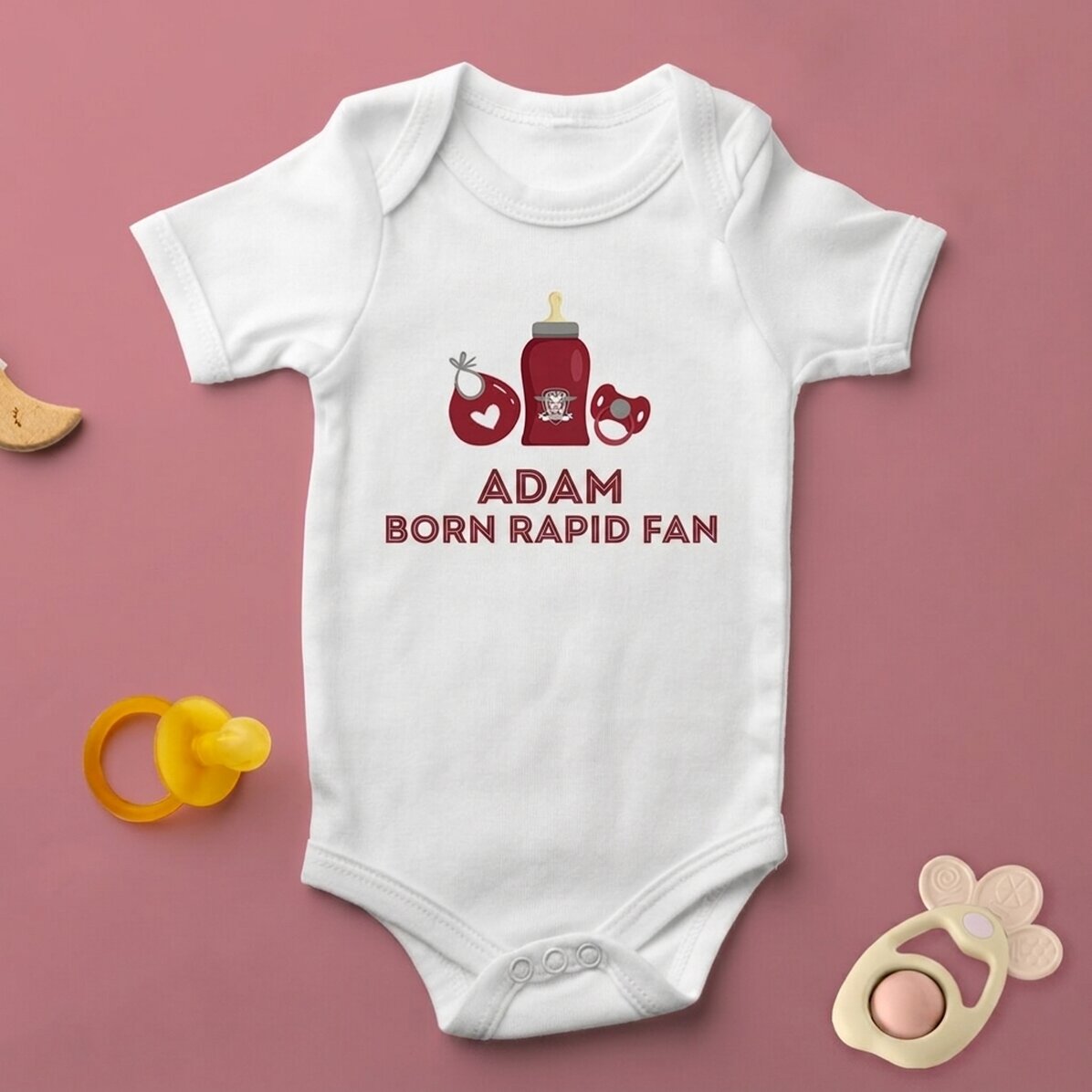 FC Rapid baby bodysuit personalised with message - Born a Rapid fan