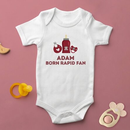 FC Rapid baby bodysuit personalised with message - Born a Rapid fan
