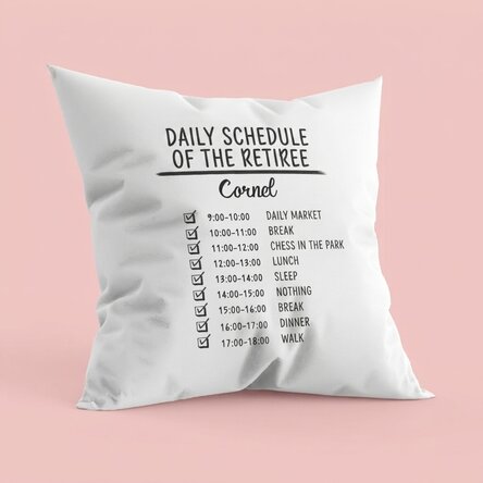 Personalised cushion with text - Daily schedule