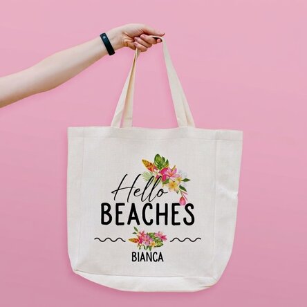 Personalised beach bag with text - Hola Beaches