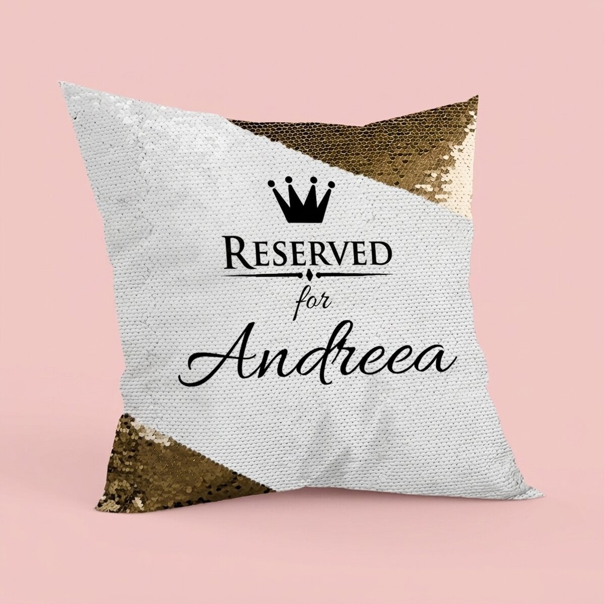 Personalised cushion - reserved for... - Gold sequins