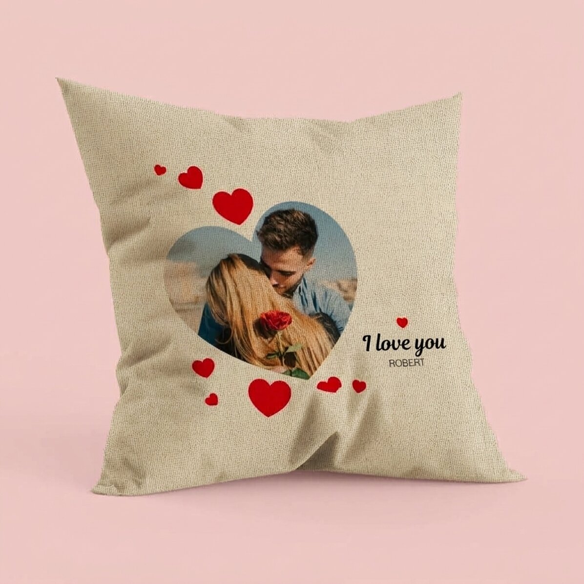 Personalised cushion with a photo - P.S. I love you - In