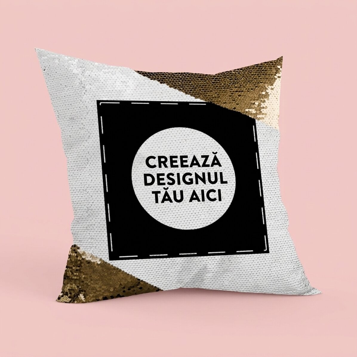 Personalised cushion with your own design - Gold sequins