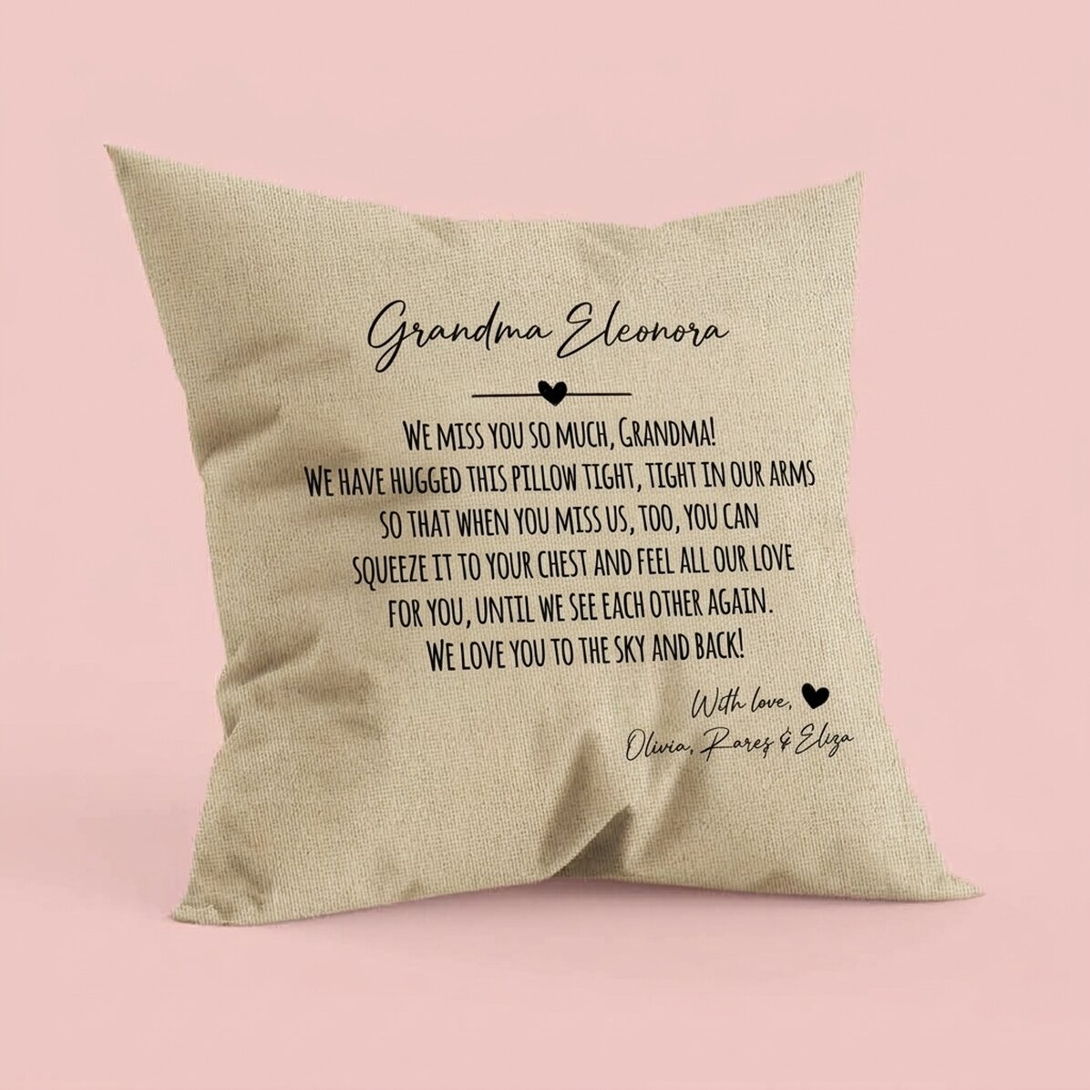 Personalised cushion with a message for your loved ones - In