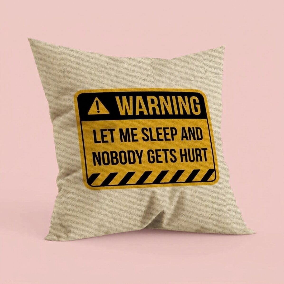 Personalised cushion with text - Warning - In