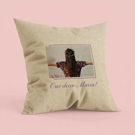 Personalised cushion with a photo and message - In