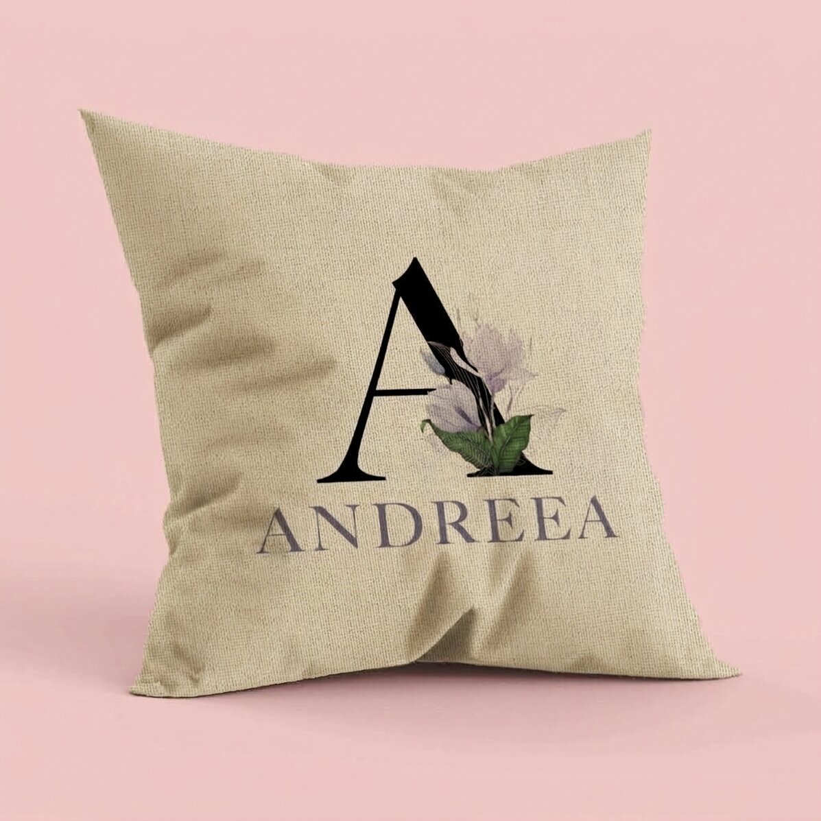 Personalised cushion with initial and name - In