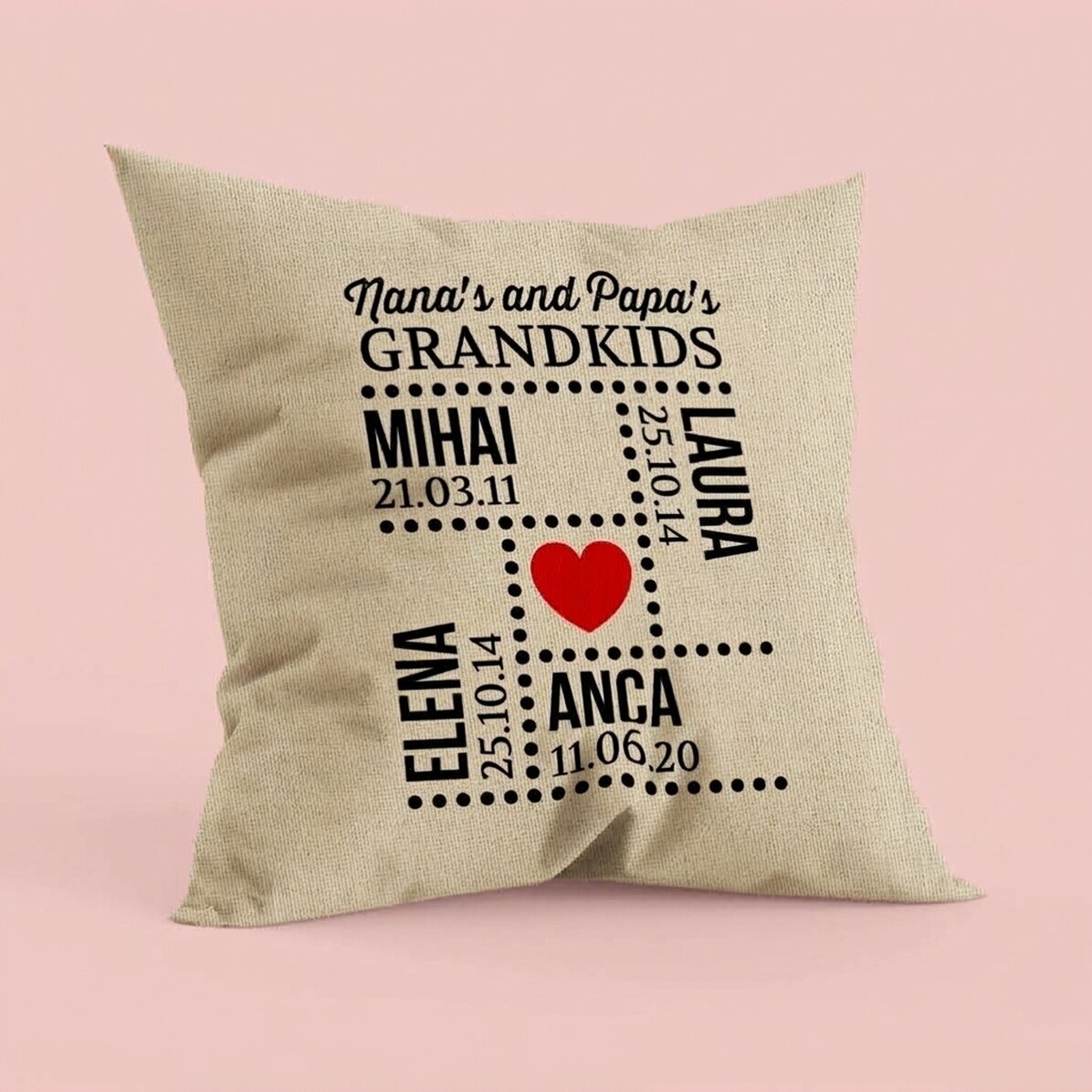 Personalised cushion with text - Grandchildren - In