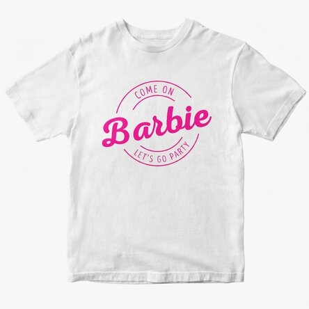 Customised cotton T-shirt with text - Barbie