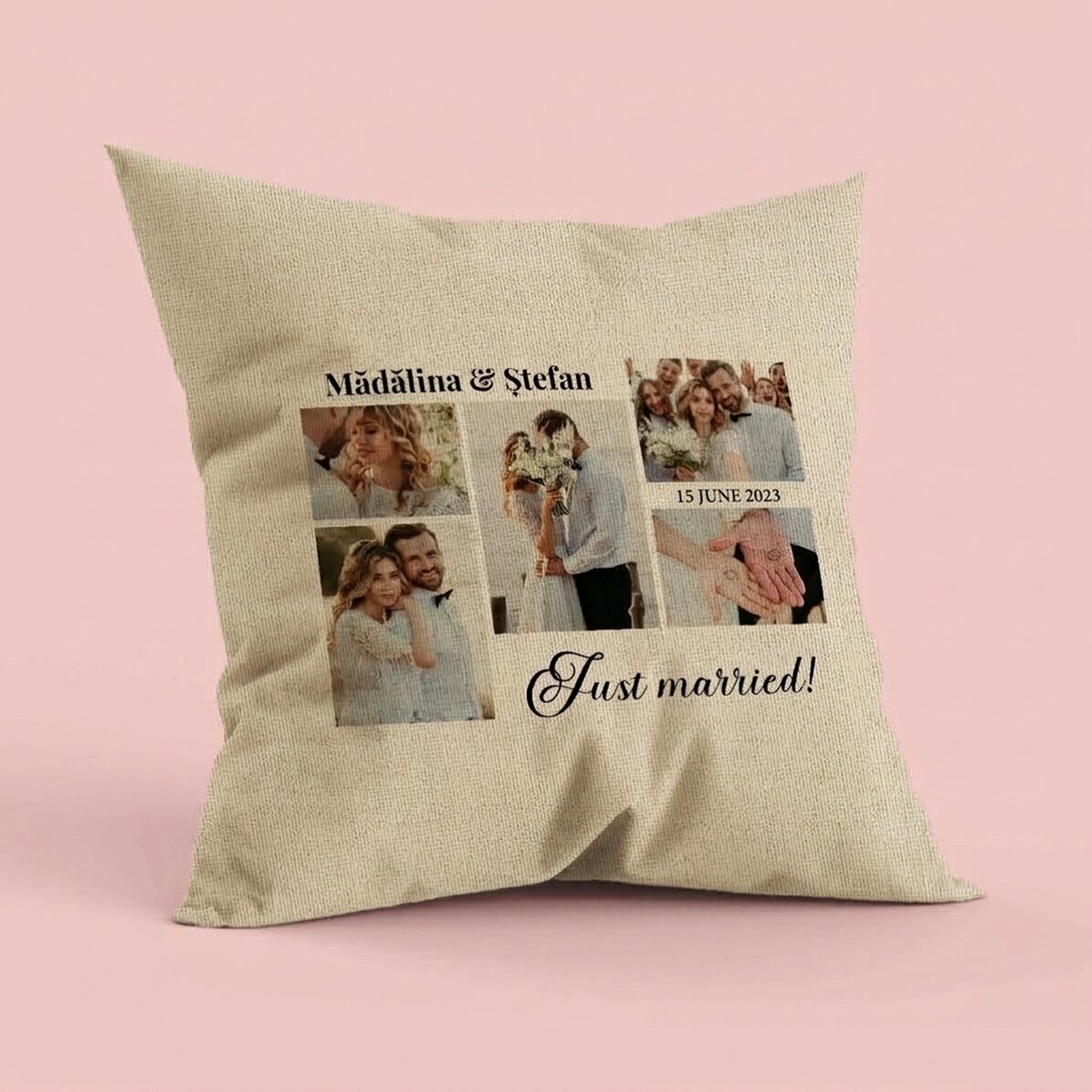 Personalised cushion with 5 photos and text - Memories - In