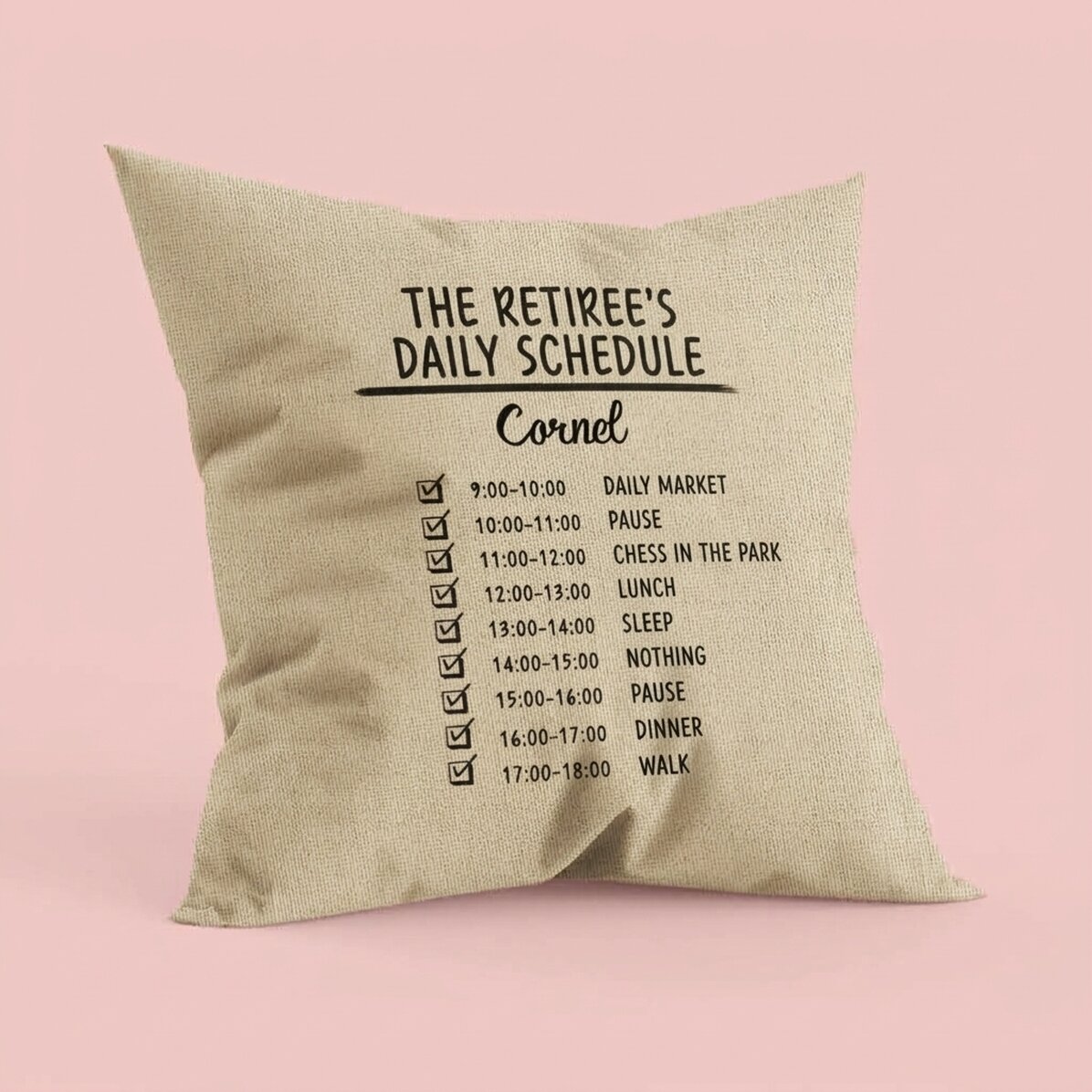Personalised cushion with text - Daily schedule - In