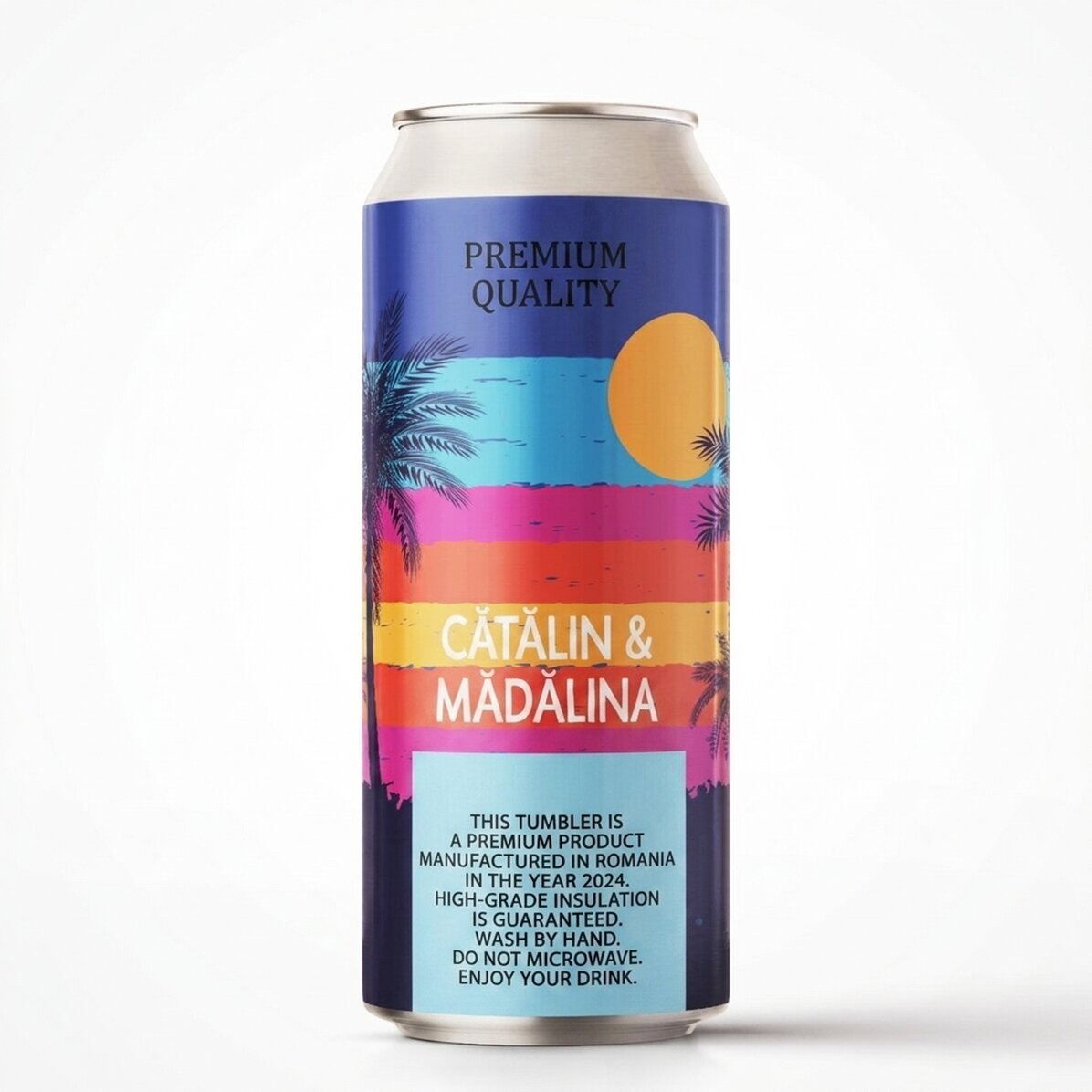 Personalised beer can with text - summer vibes