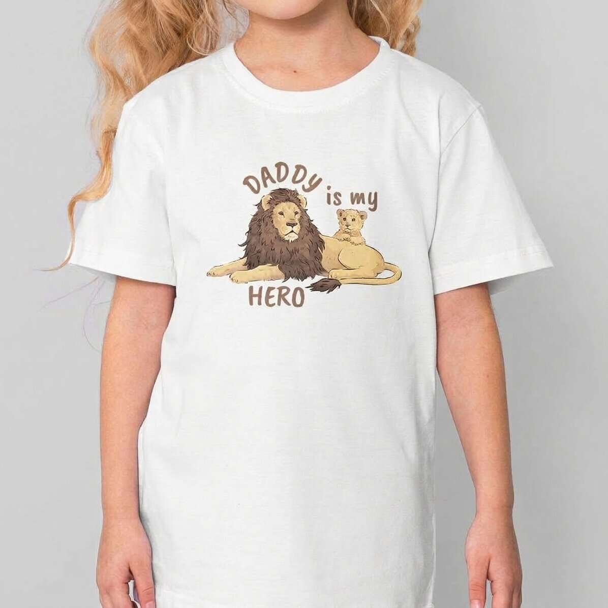 Personalised cotton T-shirt for children with text - Daddy is my hero
