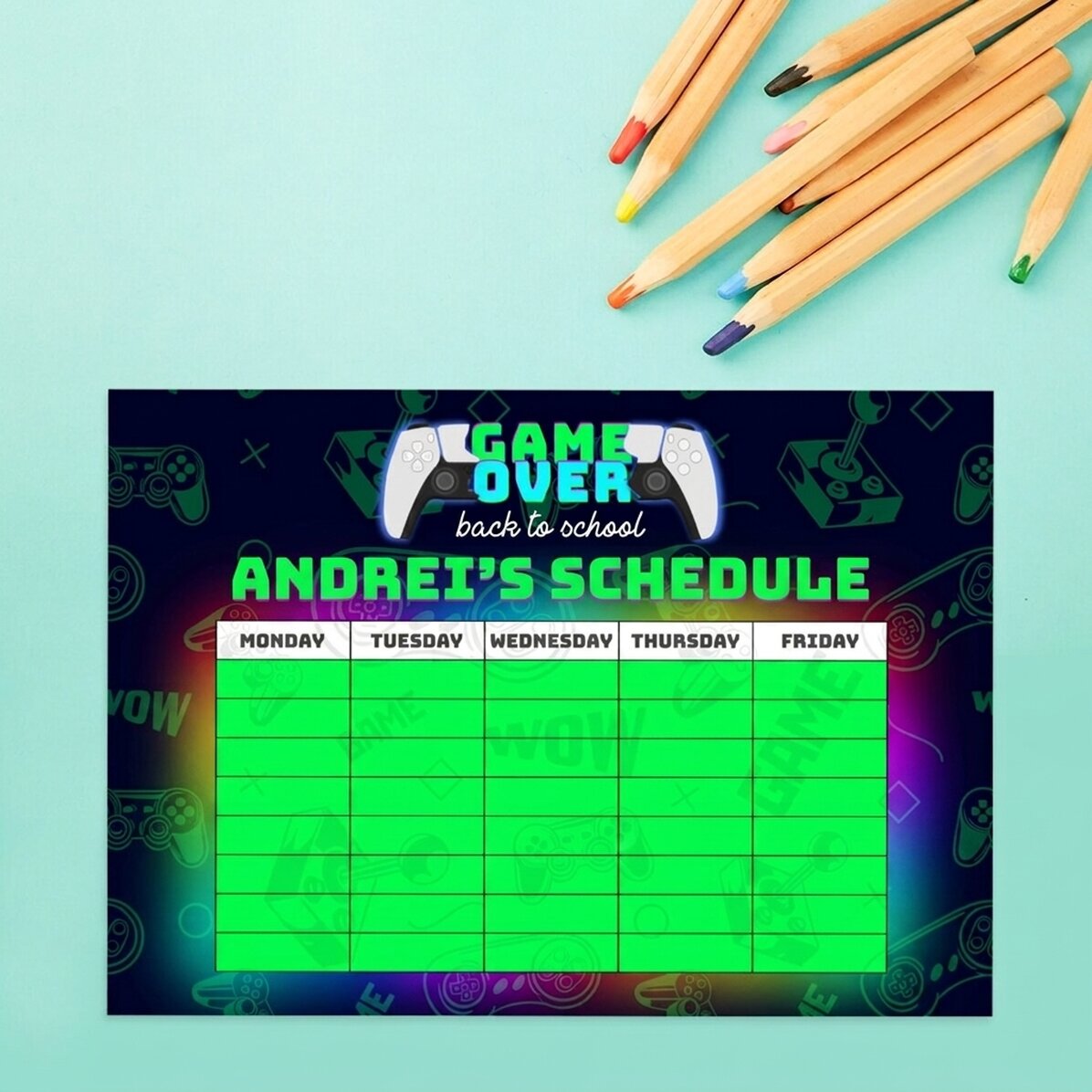 Personalised timetable with text - Game over