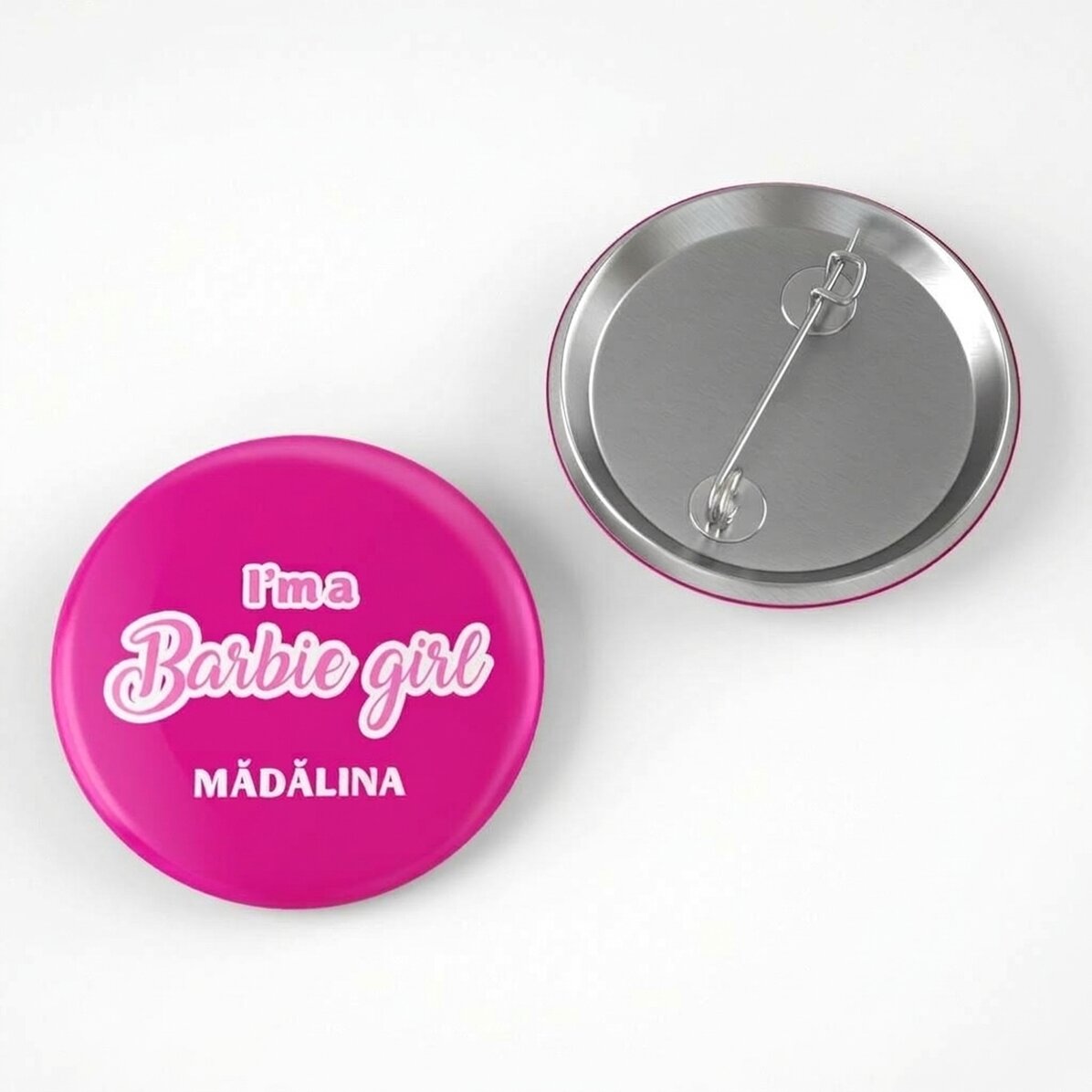 Personalised badge with message - Barbie girl