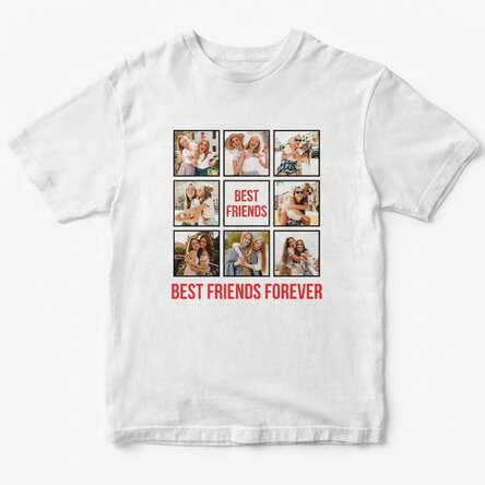 Personalised cotton T-shirt with 8 photos and text - Best Friends Forever