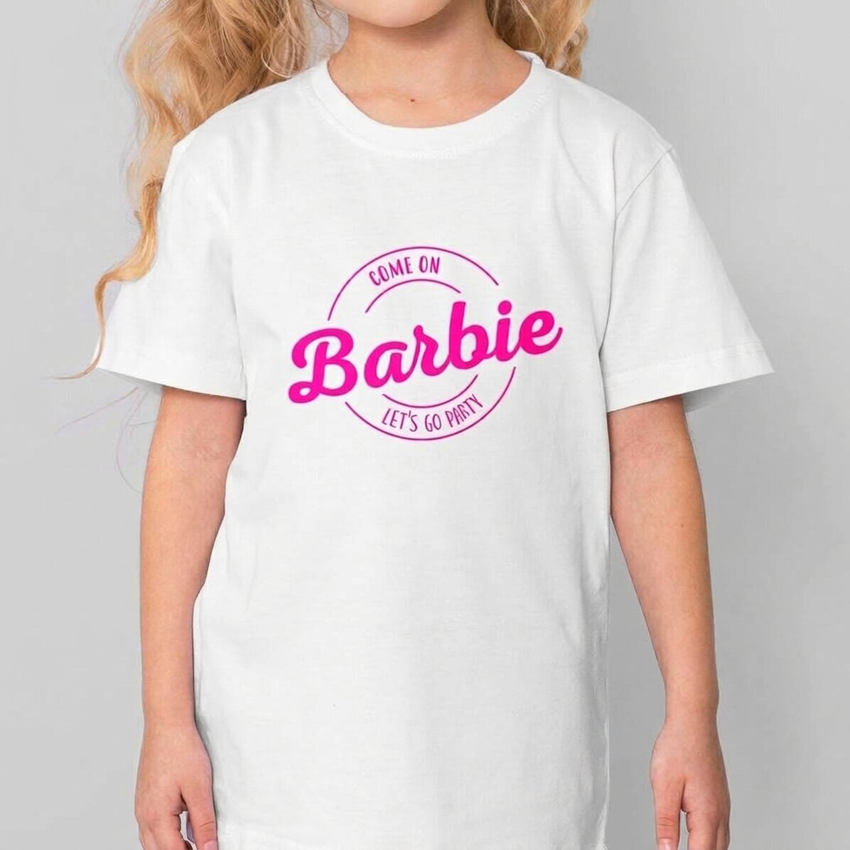 Customised cotton T-shirt for children with text - Barbie
