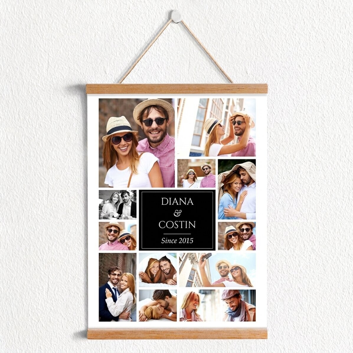 Personalised poster with hangers and 12 photos