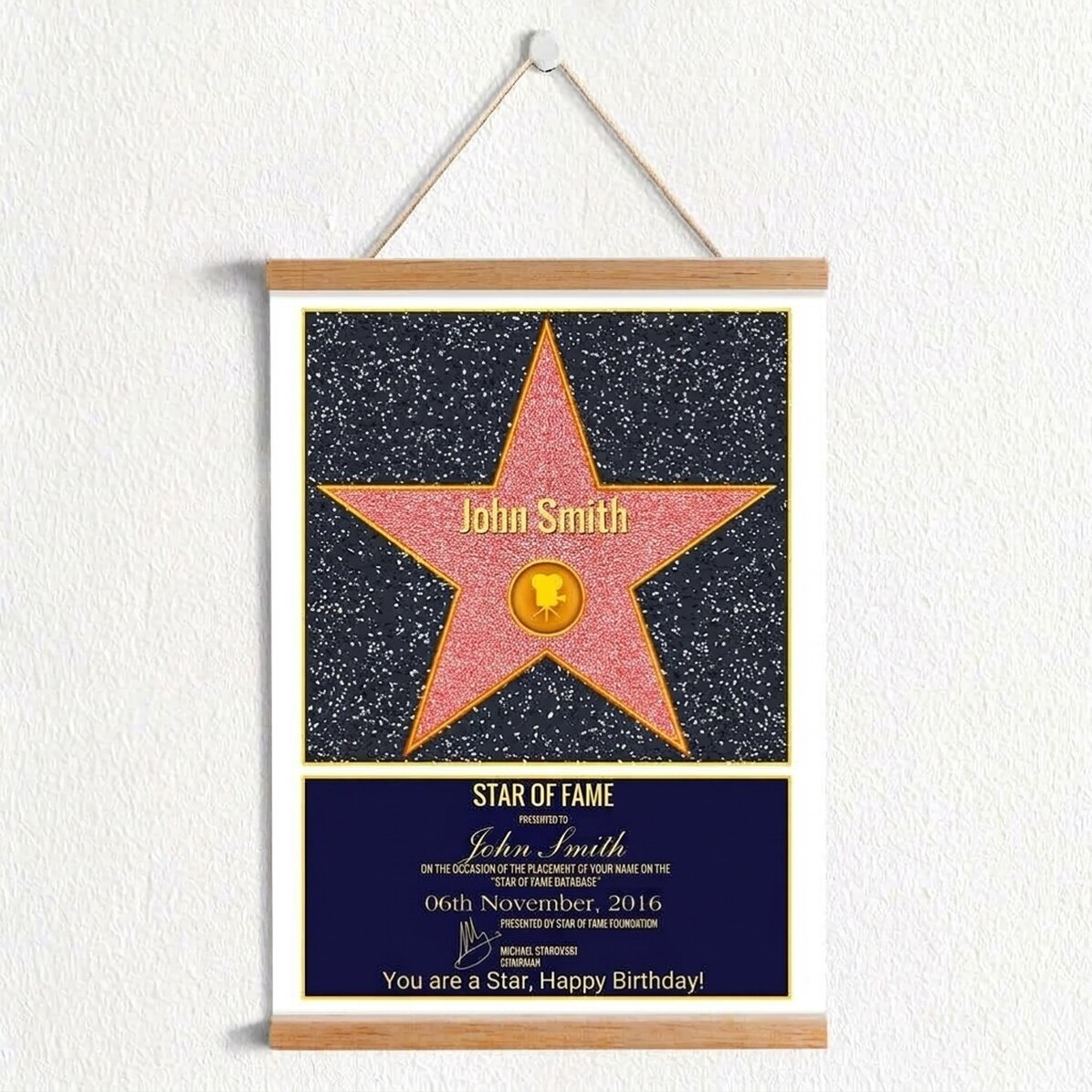 Personalised poster with hangers - Star of Fame