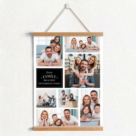 Personalised poster with hangers featuring 7 family photos
