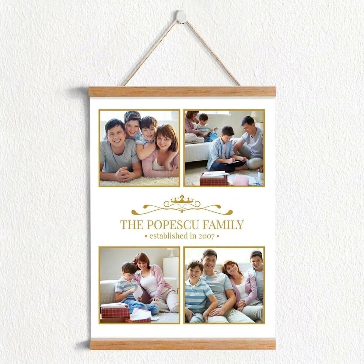 Personalised poster with hangers and 4 family photos
