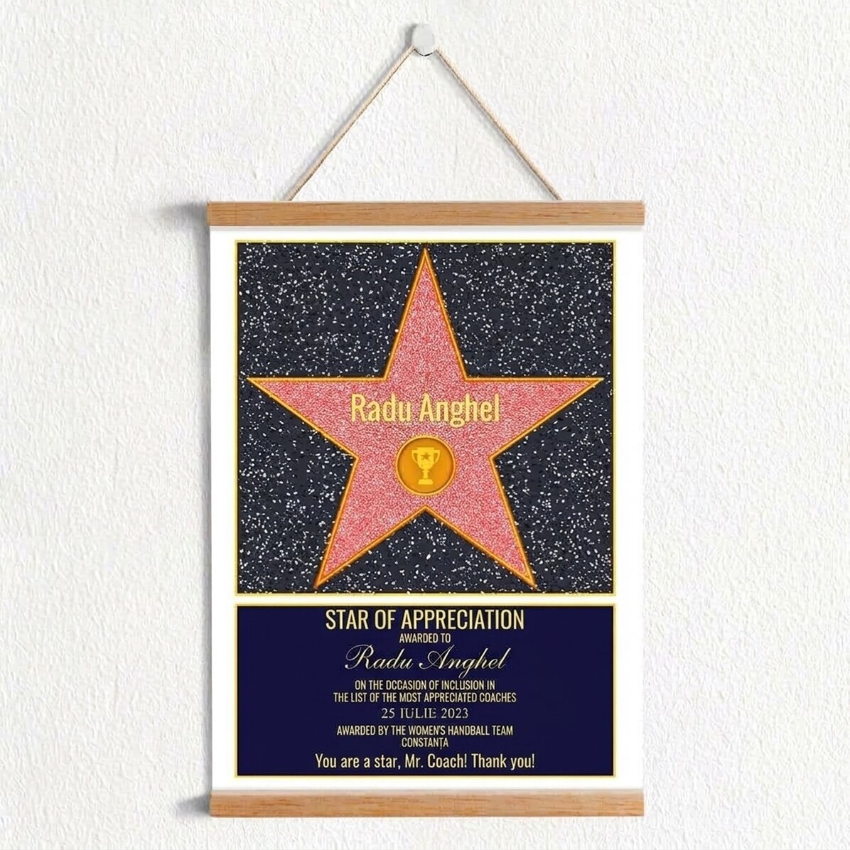 Personalised poster with hangers Star of Gratitude - Champions