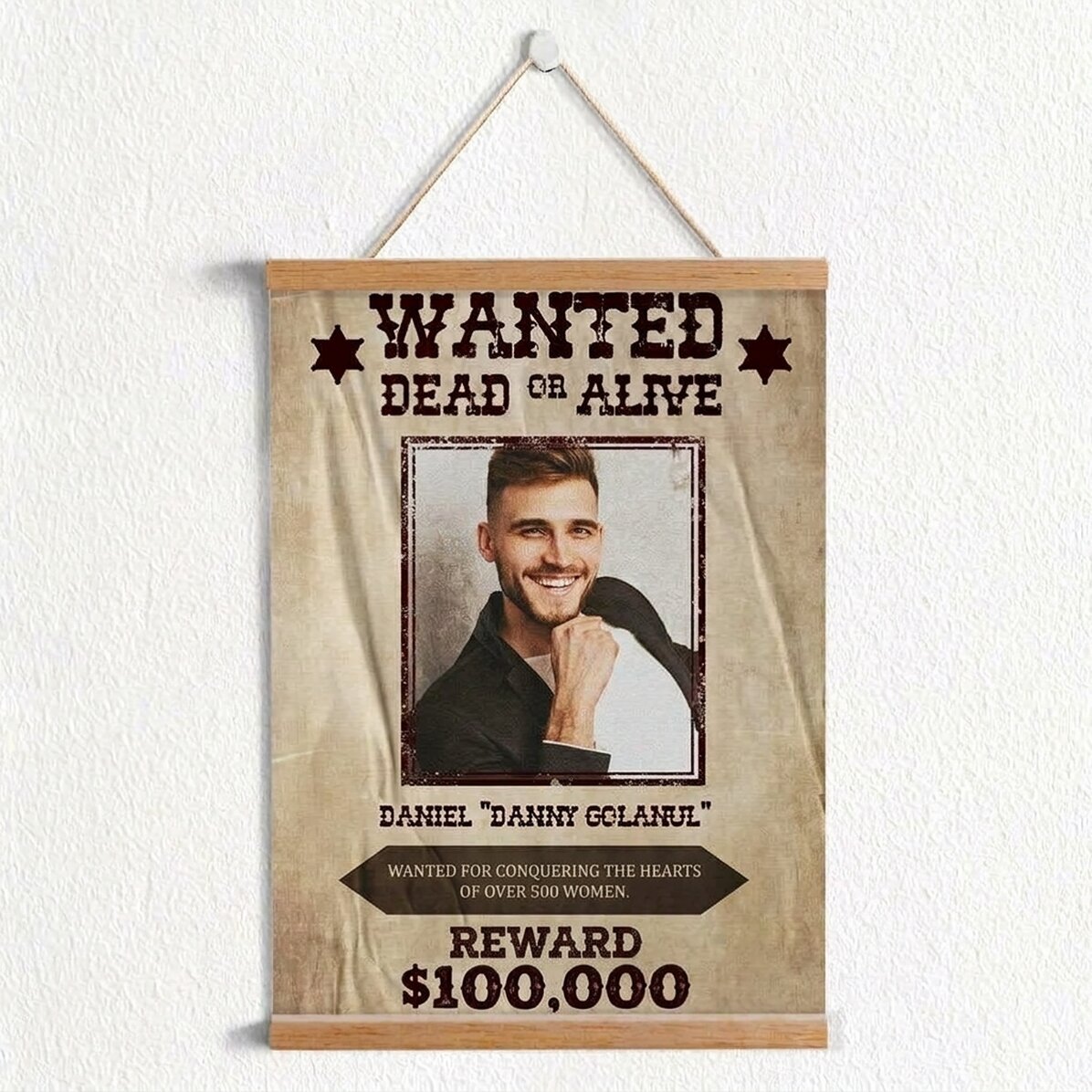 Personalised poster with hangers, text and photo - Wanted