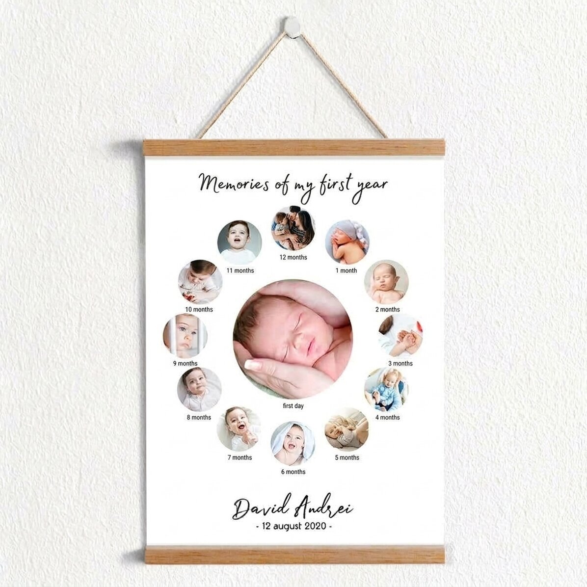 Personalised poster with hangers, text and 13 photos - A year of happiness