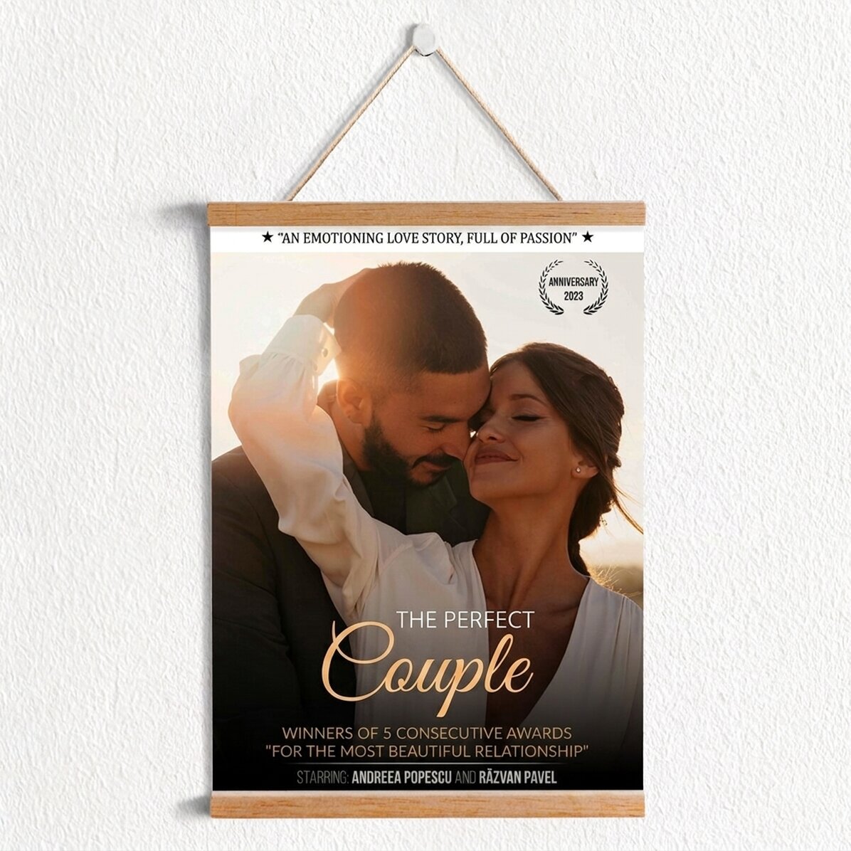 Personalised poster with hooks, photo and message - Film poster