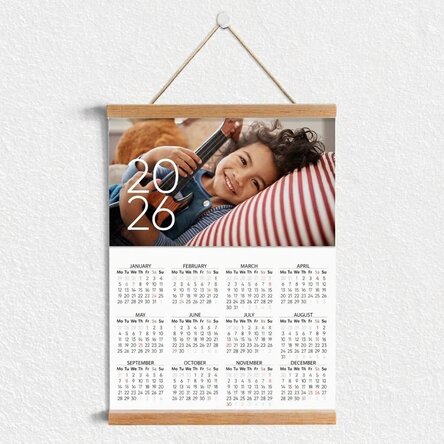 Personalised calendar poster with hangers and a photo