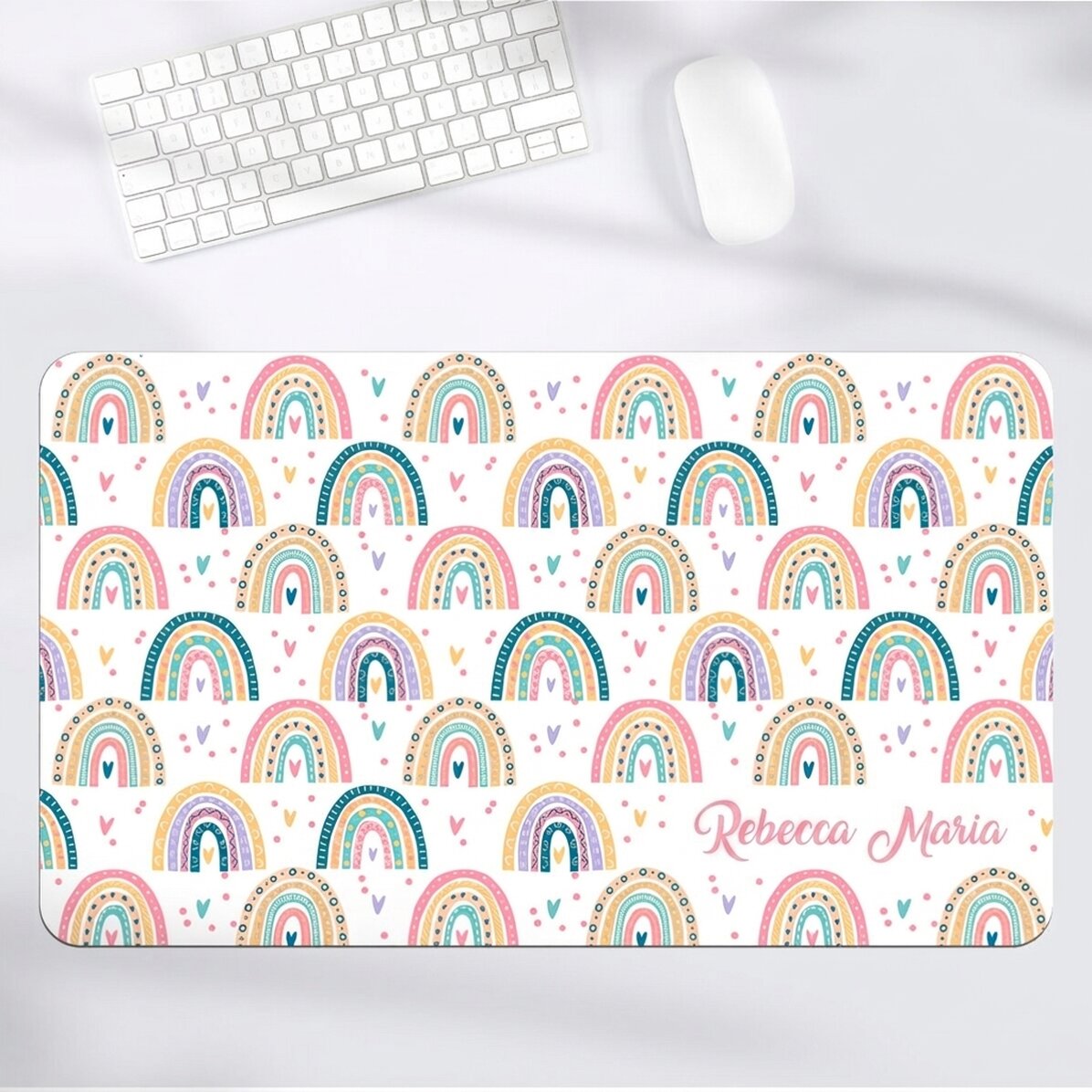 Personalised XXL mouse pad with name - Rainbow