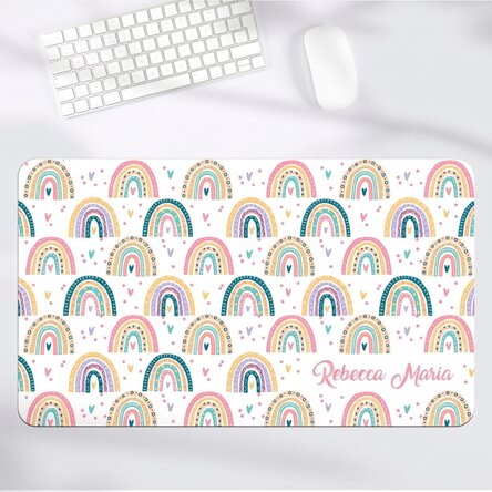 Personalised XXL mouse pad with name - Rainbow